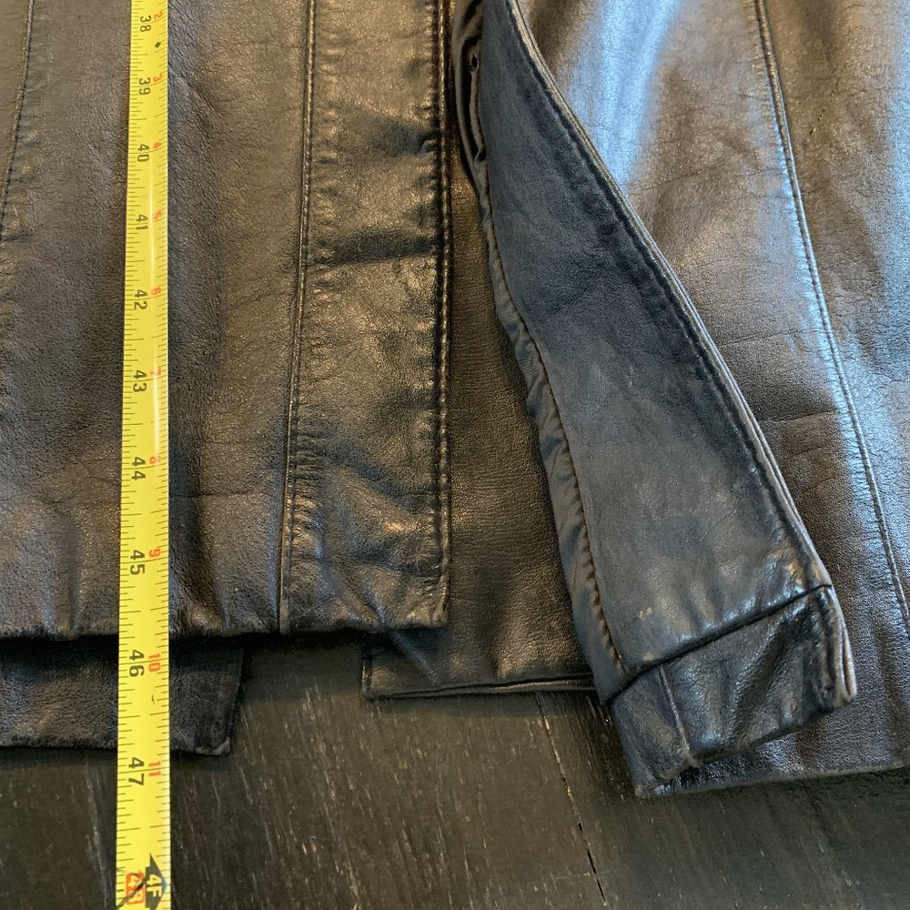Vintage 100% Leather Women Full Length Trench Coatt M S 6 8 - Picture 10 of 12
